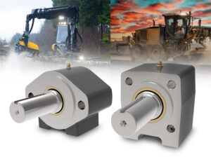 Zero-Max-OHLA-product image superimposed over application image of a tractor and another piece of mobile hydraulic equipment.